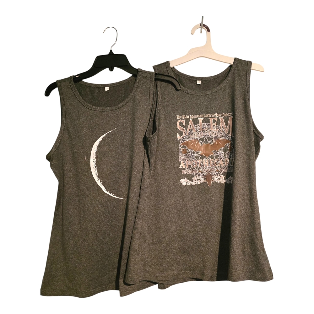 Gray Graphic Tank Tops